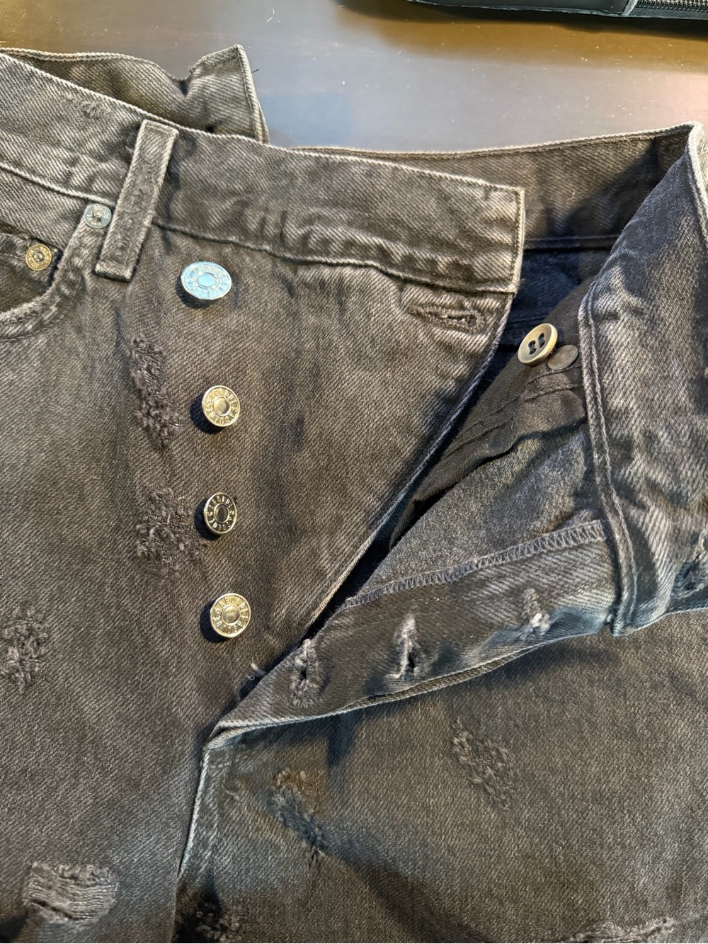 NWT Agolde ‘Criss Cross Straight Leg Jeans’ in “Feverish” Distressed Black Sz 23 - Picture 6 of 16